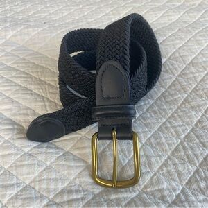 Classic VTG Black Braided Belt Elastic Brass Buckle Adjustable 34-36 Inch Waist